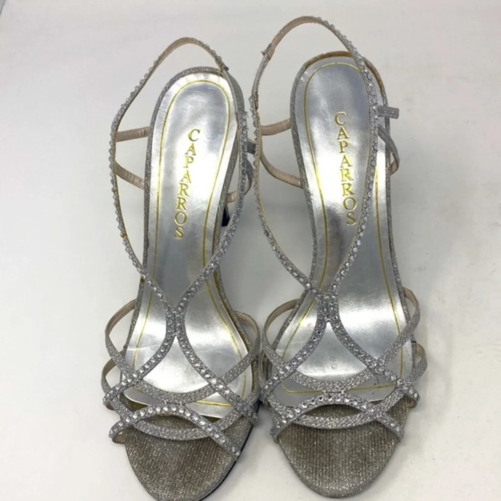 Vintage Silver glitter heels -‎ size 8.5B